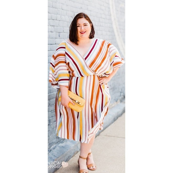 Eloquii Striped V-neck Midi Dress Women's Size 20 - Picture 7 of 9